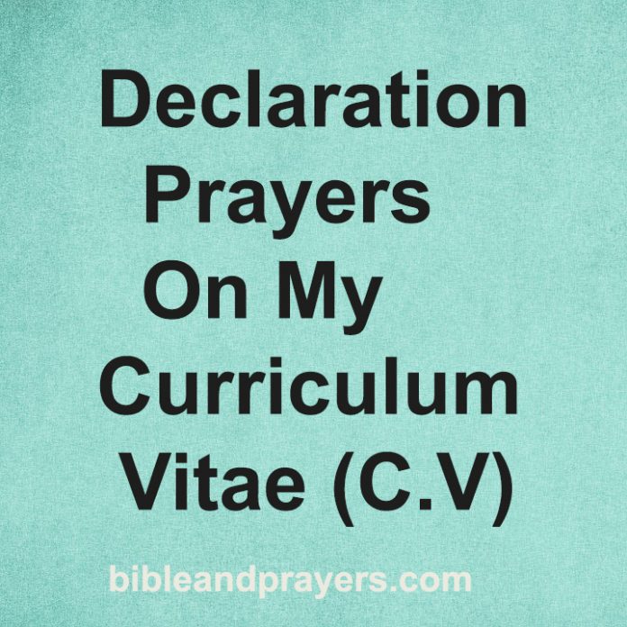 Declaration Prayers On My Curriculum Vitae (C.V)