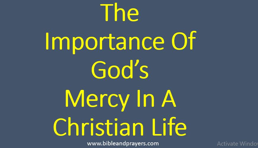 THE IMPORTANCE OF GOD'S MERCY IN A CHRISTIAN LIFE